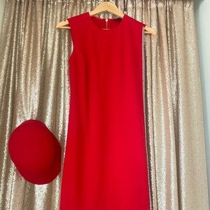 Beautiful red Ted Baker Dress with rhinestones and wool hat